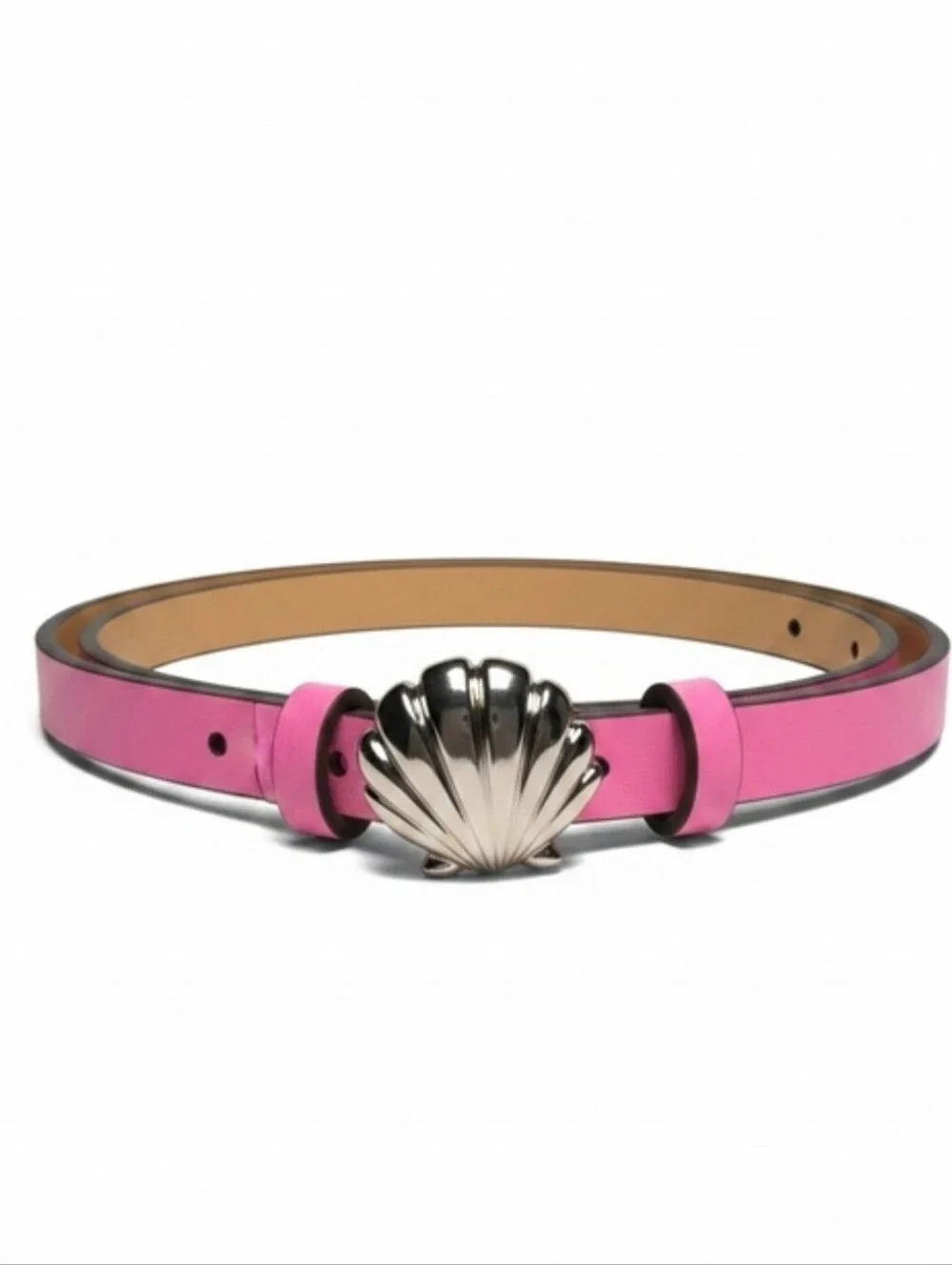 Pink Leather Shell-Accent Women's Belt - Medium